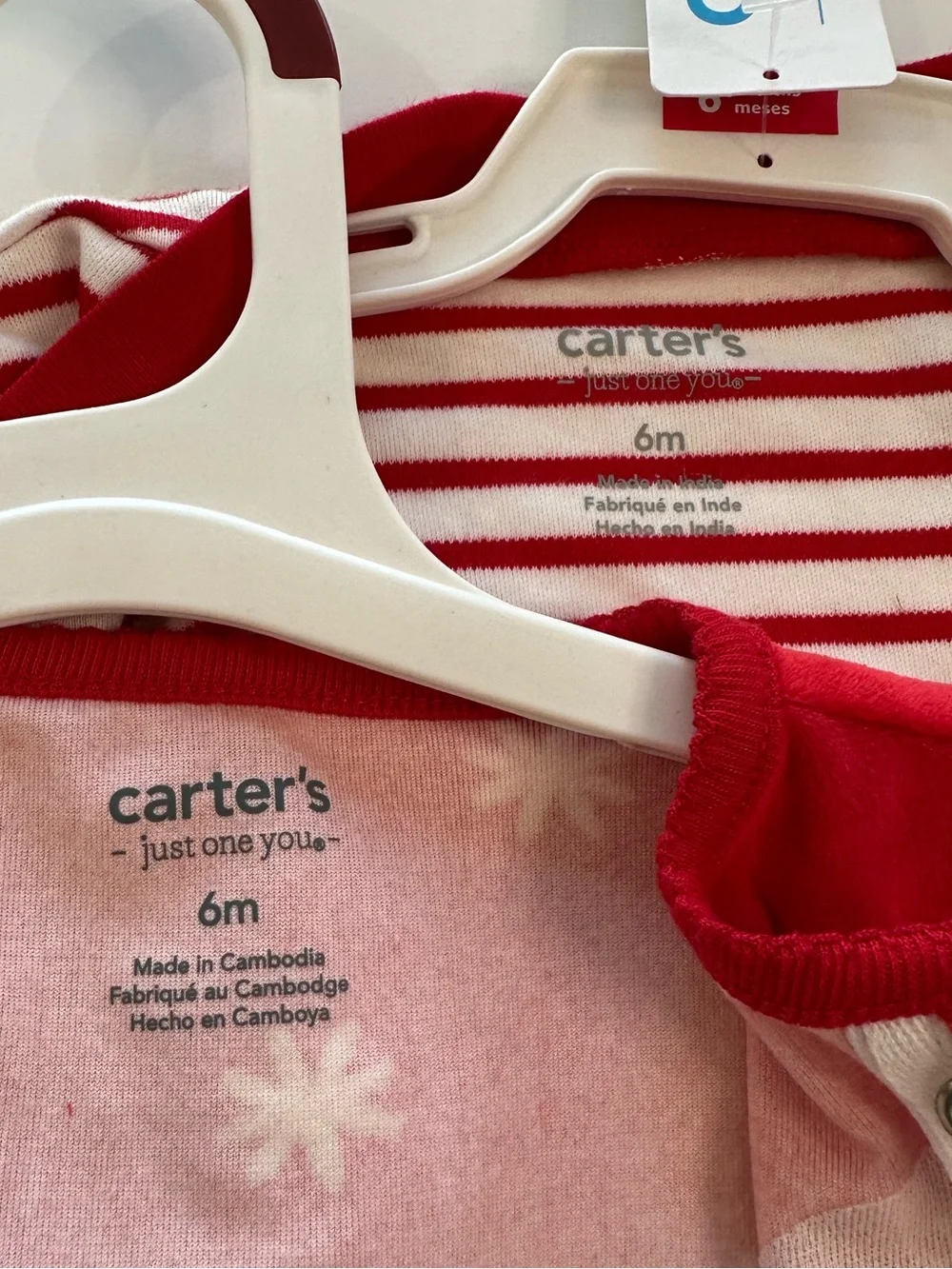 Carter's Christmas Pajama Set Red Reindeer Striped Santa Footed NWT Size 6 Month